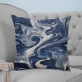 thumbnail image 1 of White Navy Blue Decorative Pillowcase 16''x16'', Marble Texture Abstract Art Throw Pillow Covers Soft Cushion Case for Couch Sofa Bedroom Living Room, Pillowcase Boho Decor, 1 of 8