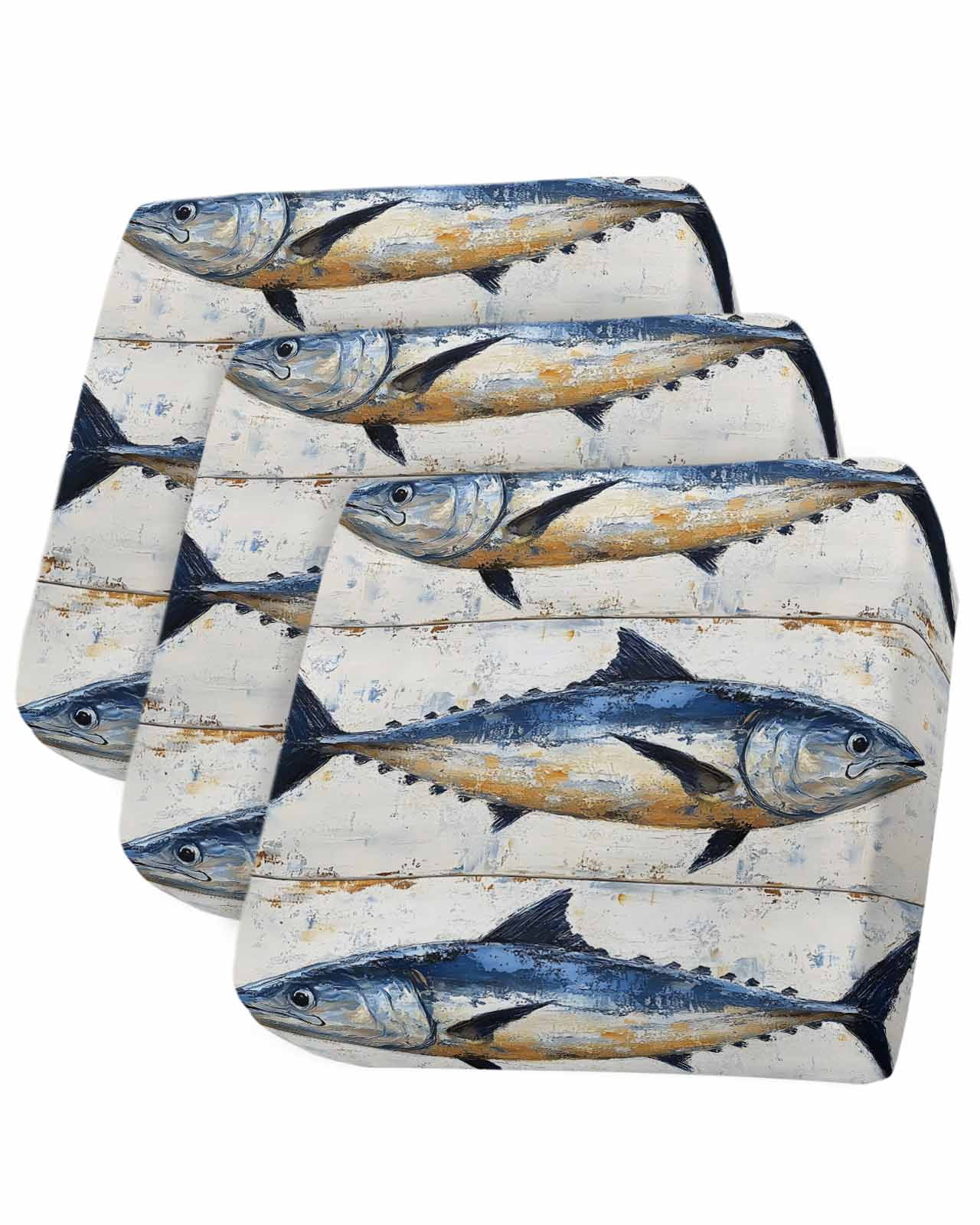 White Navy Blue Fish Sofa Couch Cushion Covers Washable, Removable ...