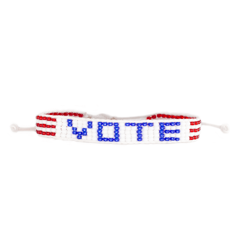 UBUNTU LIFE White / Navy Font VOTE Woven Bracelet