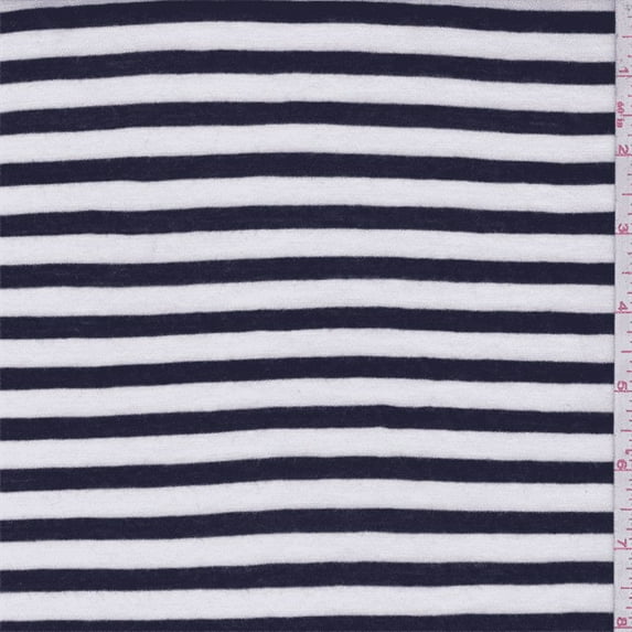 White/Navy Stripe T-Shirt Knit, Fabric By the Yard