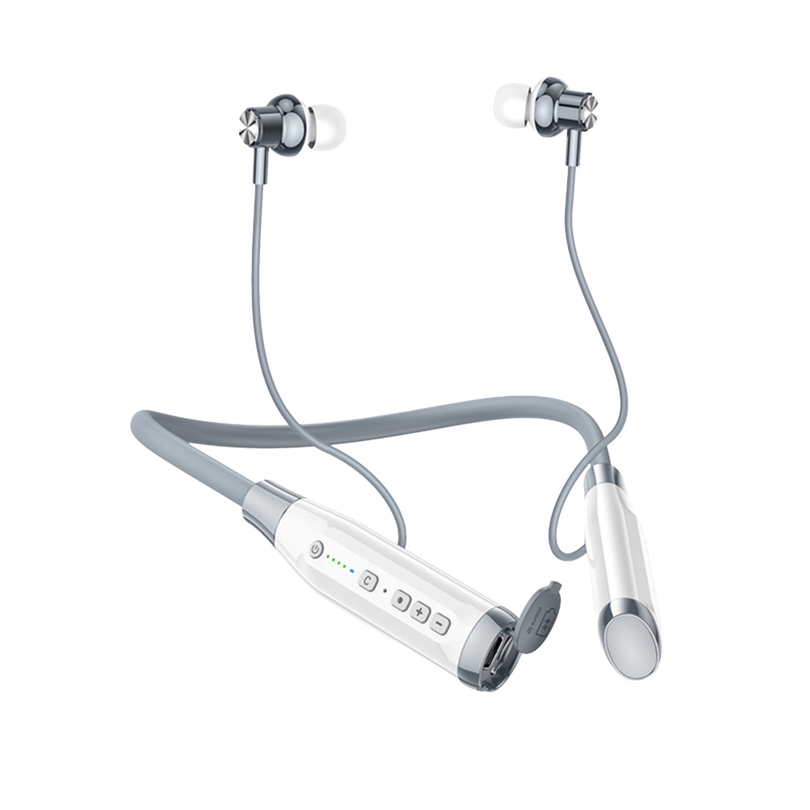 White Neckband Bluetooth Earbuds 5.4 Wireless In-Ear Design With ...