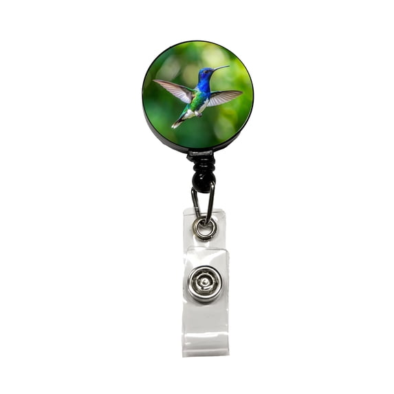 White Necked Jacobin Hummingbird Backyard Bird Retractable Reel ID Badge Key Card Name Tag Holder with Clip