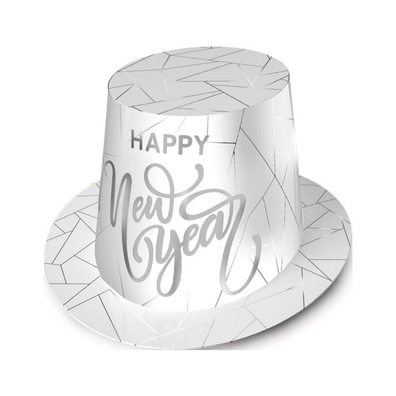 White New Year Silver Hi-Hat, (25/Pkg)