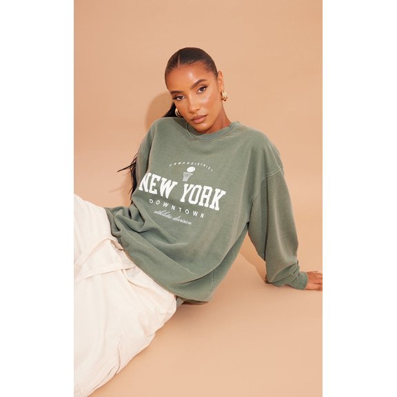 White New York Downtown Graphic Printed Sweatshirt