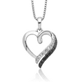 thumbnail image 1 of 925 Sterling Silver Black White Diamond Heart Chain Necklace, 1 of 3