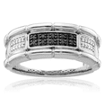 thumbnail image 1 of 925 sterling silver white black diamond mens ring, 1 of 11