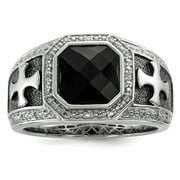 ICE CARATS White Night 925 Sterling Silver Black Diamond Onyx Cross Religious Men Ring Size 10.00 Gemstone Man Fine Jewelry For Dad Mens Gifts For Him