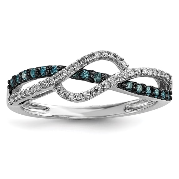 White Night Diamonds Sterling Silver Blue and White Diamond Ring