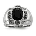 thumbnail image 1 of White Night Sterling Silver Black Rhodium-plated Diamond and Onyx Oval Men's Ring, 1 of 5