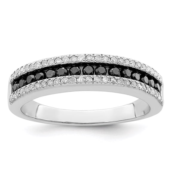 White Night Sterling Silver Rhodium-plated Black and White Diamond Band QR3252