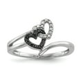 thumbnail image 1 of White Night Sterling Silver Rhodium-plated Black and White Diamond Double Heart Ring Q-QR3337-6, 1 of 7