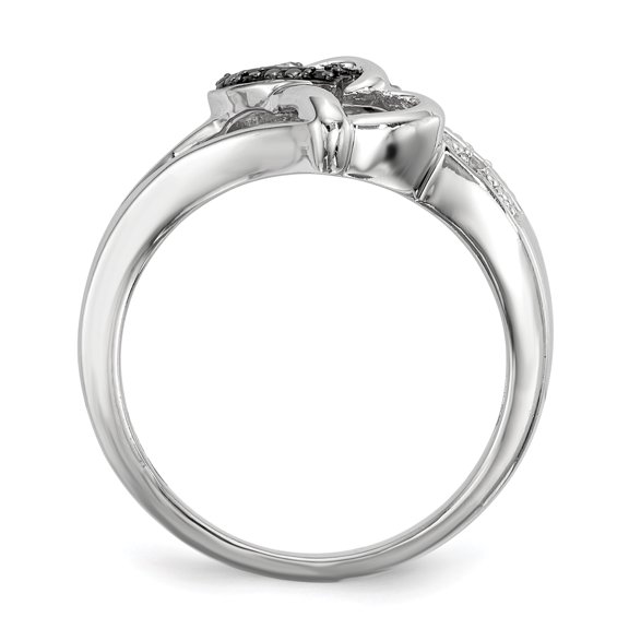 White Night Sterling Silver Rhodium-plated Black and White Diamond Heart Ring Q-QR3338-7