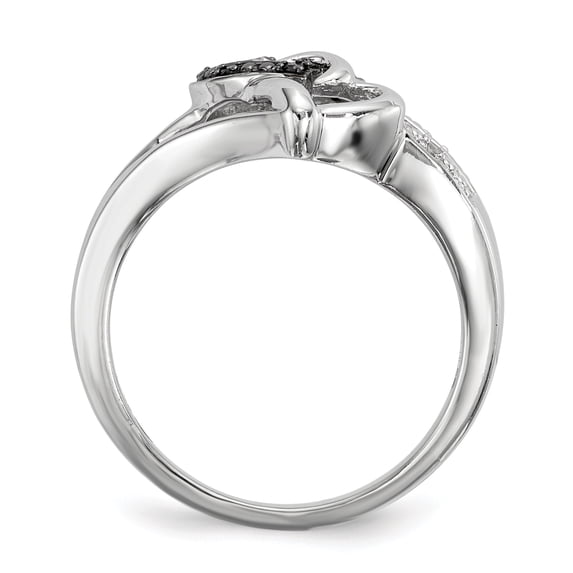 White Night Sterling Silver Rhodium-plated Black and White Diamond Heart Ring Q-QR3338-7