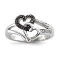thumbnail image 1 of White Night Sterling Silver Rhodium-plated Black and White Diamond Heart Ring Q-QR3338-8, 1 of 6