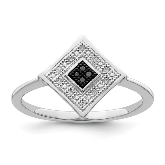 White Night Sterling Silver Rhodium-plated Black and White Diamond Ring QQR5401-7