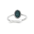 thumbnail image 1 of White Night Sterling Silver Rhodium-plated Blue Diamond Oval Ring QQR6513-8, 1 of 5