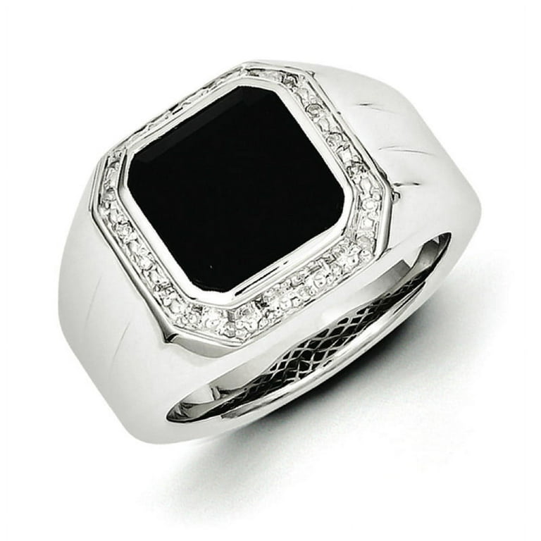 White Night Sterling Silver Rhodium-plated Diamond and Black Onyx