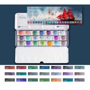 White Nights Professional Watercolor Set 21 Full Pans 2.5ml, Granulating Extra-Fine Artist-Grade Pigments, Vibrant & Lightfast Colors, Durable Metal Case with Mixing Trays by Nevskaya Palitra