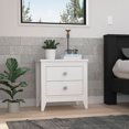 thumbnail image 1 of White Nightstand 15.74''D with Two Drawers and Four Legs / Ideal for Bedside Display, 1 of 4