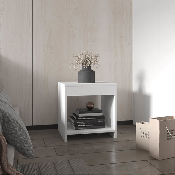 White Nightstand 16.5" Tall / Store Books and Glasses in Bedroom