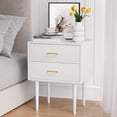 thumbnail image 1 of White Nightstand with 2 Drawers, 26" Tall Modern Bedside Table, Mid-Century Modern End Table, Wood Night Stand with Solid Wood Leg for Bedroom, Office, 1 of 12
