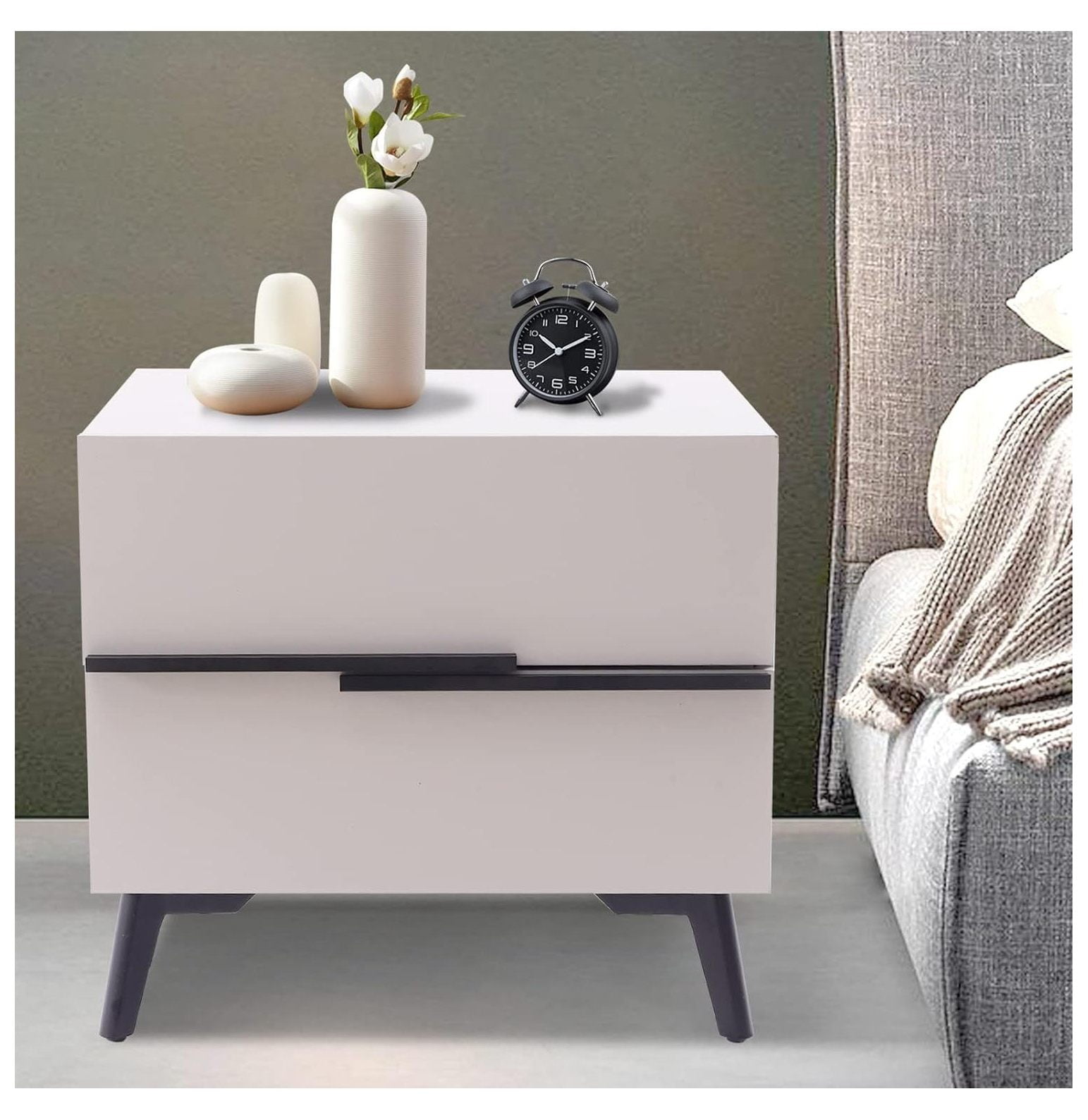 White Nightstand, End Side Table Nightstand, White Night Stand with