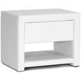 thumbnail image 1 of White Nightstand - Modern Bedroom Side Table with Drawer & Shelf - Compact Design, 1 of 7