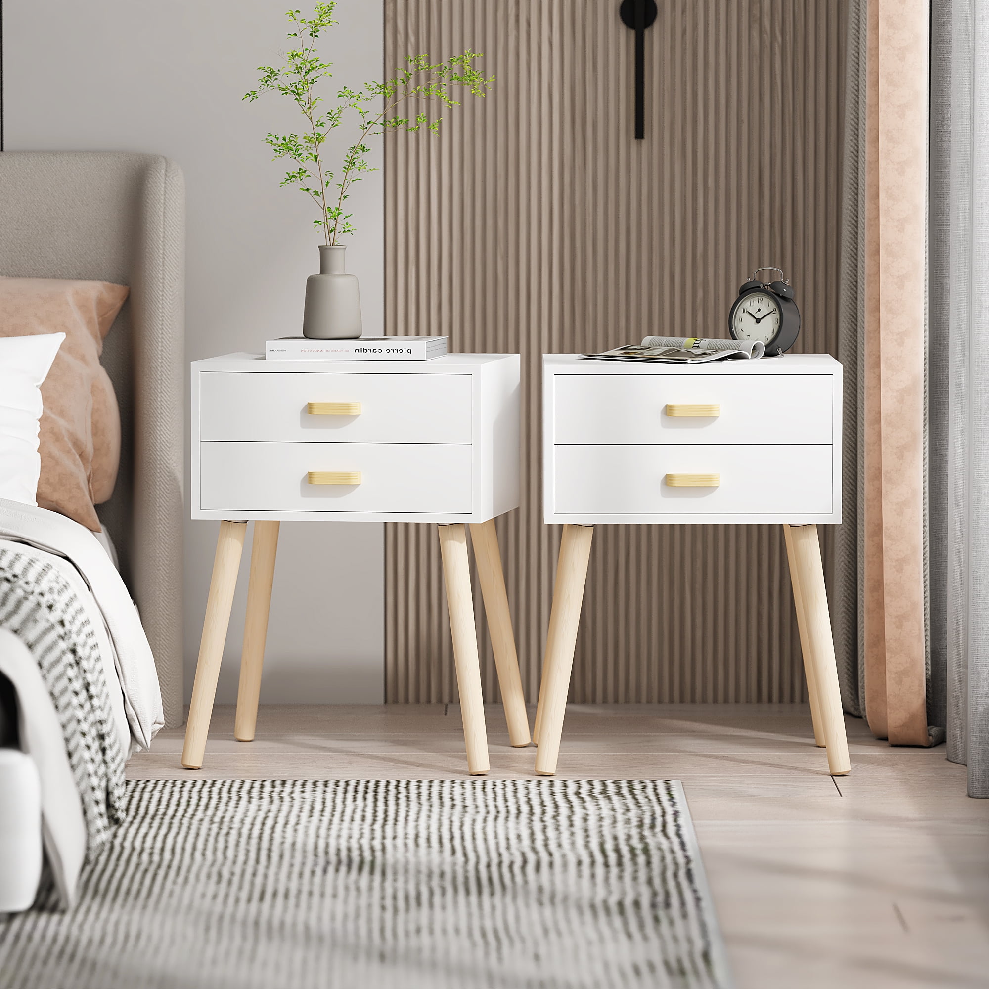 Modern 2 Drawer Chest of Drawers Bedside Table Nightstand Bedroom Furniture