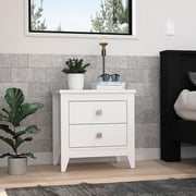 White Nightstand, Superior Top, 2 Drawers / Adds Convenience to Bedroom Nights