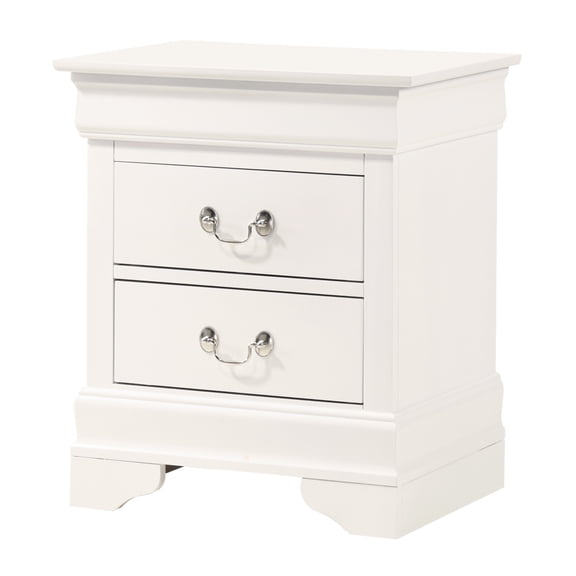 White Nightstand Traditional 24"H, 21"W, 16"D - Bedroom Side Table with 2 Drawers, Classic White Finish, Durable Construction White + Particle Board