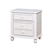 White Nightstand with Turned Legs and 2 Drawers / Traditional Bedroom Piece
