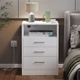 thumbnail image 1 of White Nightstand with USB Port &3 Drawers, Wooden Sofa Side Stand Cabinet End Table for Bedroom Living Room, 1 of 10