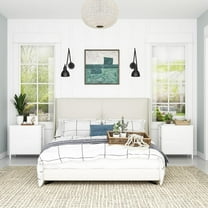 White Nightstands Set of 2 - Nightstand and Dresser Sets Night Stand Dresser for Bedroom End Table with Fabric Drawers Organizer Modern