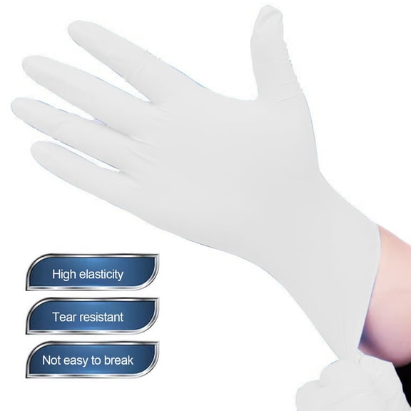 White Nitrile Gloves,Food Safe Disposable Gloves Latex Free,Rubber Gloves Powder Free for Cooking,Kitchen Clean