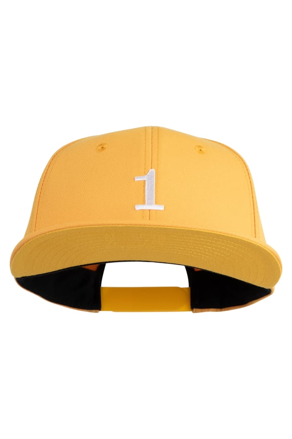 White No. 1 Iron On Glue Patched 6 Panel High Profile Structured Snapback - Gold OSFM