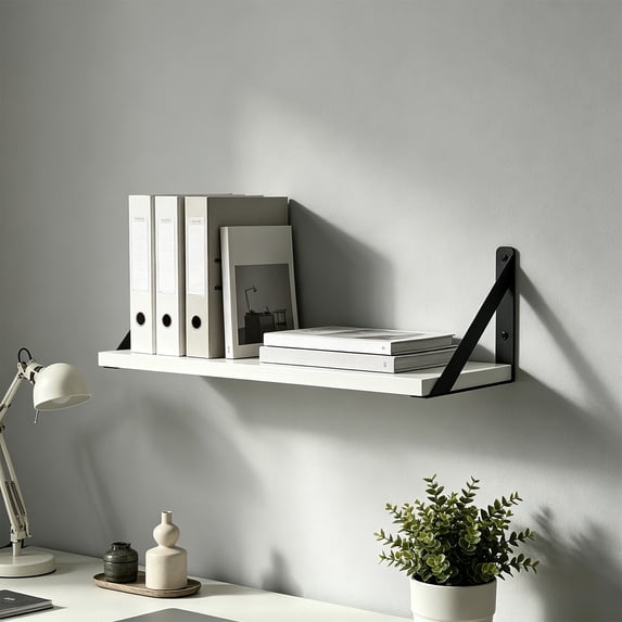 Commersial Internet Router White No-Drill Wall Shelf 15.75x5.91 Inches, Wall-Mounted Wood ...