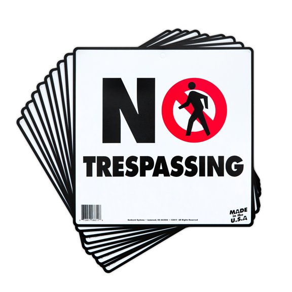 White No Trespassing Sign 10 Pack