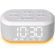 White Noise Clock Sound Machine for Bedroom Small Brown Noise Machine with 30 Sound Plug in Bedside Clock with NightLight Backup 15 Wake up Sound Clock for Heavy Sleeper