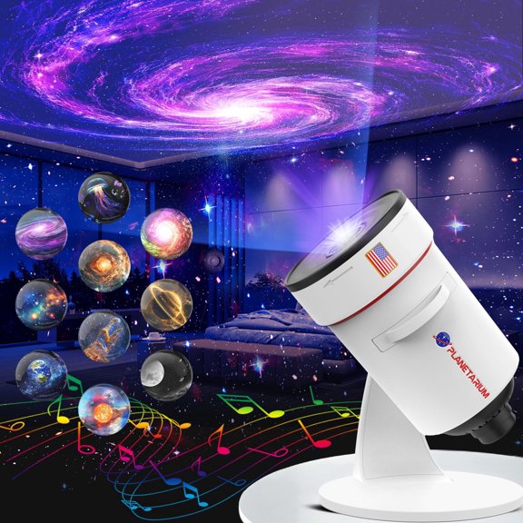White Noise Galaxy Projector with 28 Soothing Sounds Memory Function Sleeping Timer Star Light Planetarium Projection Night Light with Starry Sky Space Solar System Moon Nebula for Bedro