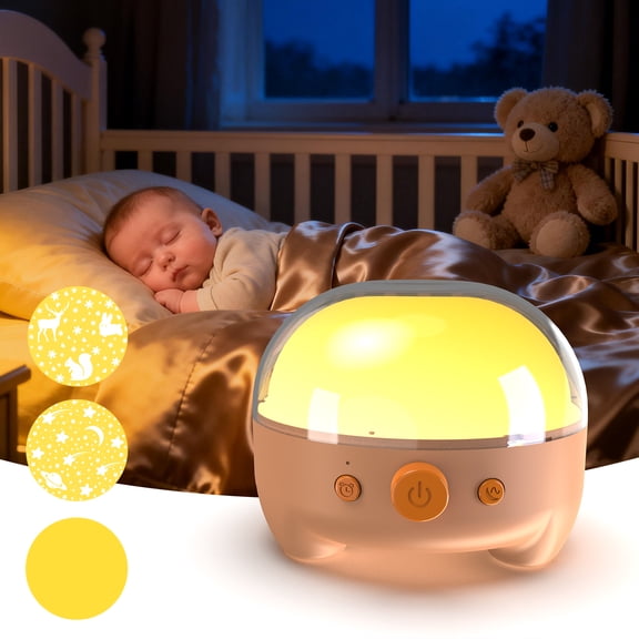 Jierben Baby Sound Machine, Night Light for Nursery, White Noise Sound Machine 3 in 1,Dimmable Nursery Lamp & Projector,Safe Protection,20 Soothing Sounds,Timer Options