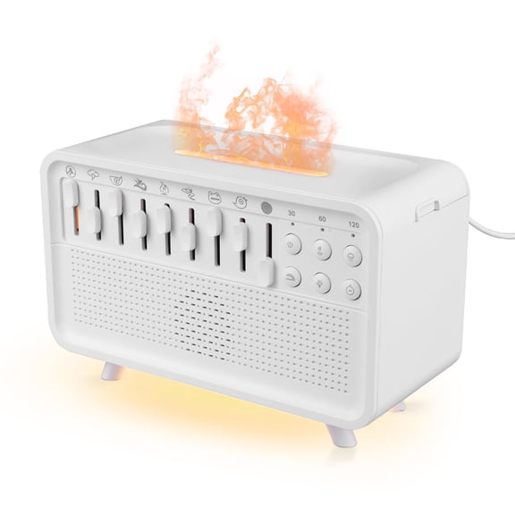 White Noise Machine with Humidifier, Essential Oil Diffuser & Bluetooth Speaker, Portable Night Light, 8 Natural Sounds Style Mixer with Auto-Off Timer for Baby, Kids, Adults, Bedroom, Office