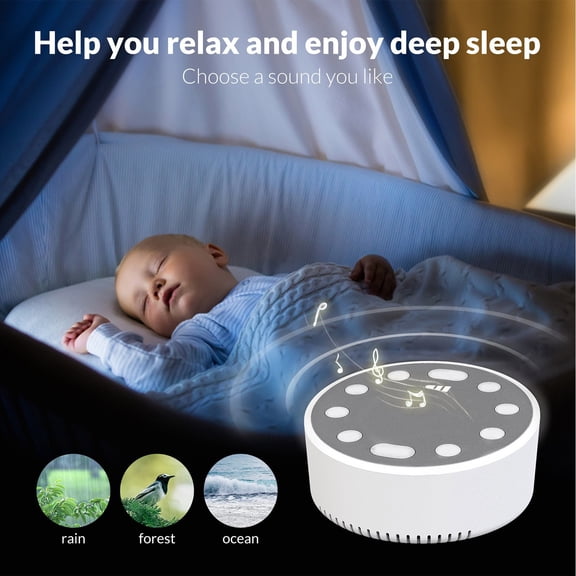 White Noise Machine Night Light with Soothing Sleep Sounds for Adults, Portable Compact Sound Machine and Dimmable Nursery Lamp for Bedroom, USB Powered