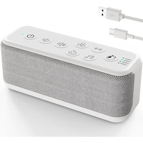 White Noise Machine for Office Privacy & Noise Canceling, USB Rechargeable Sound Machine for Sleeping Adults, 42 Soothing Sounds, Lullabies, Fan Sounds, Auto-Off Timer – Ideal for Sleep & Focus