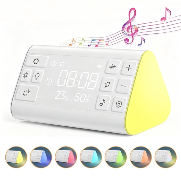 White Noise Machine, Sound Machine with Breathing Lights 35 Sounds, Built-in Alarm Clock Temperature & Humidity Monitors, Memory Function Sleep Sound Machine for Baby Adults