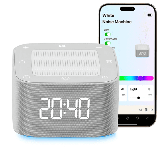 GOLDLEMON Portable Smart White Noise Machine with 32 Sleep Sounds, Rgb Night Light, Bluetooth App Control and Alarm Clock for Babies and Adults