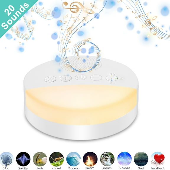 White Noise Machine for Sleeping, EEEkit Sound Machine with Night Light, 20 Soothing Sounds, Timer and Memory Function