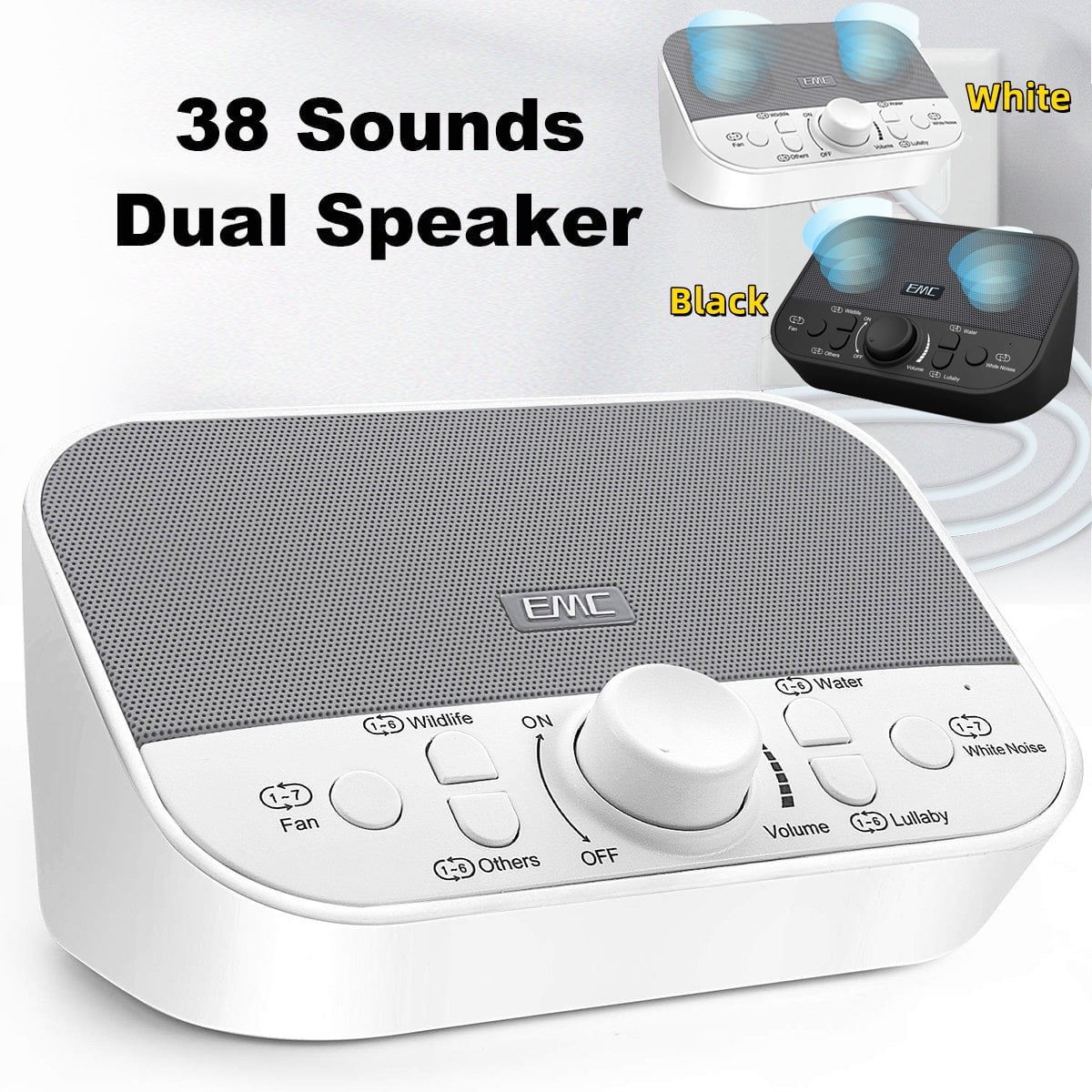 Gamexcel White Noise Machine, 38 Soothing Sounds, Timer, Dual