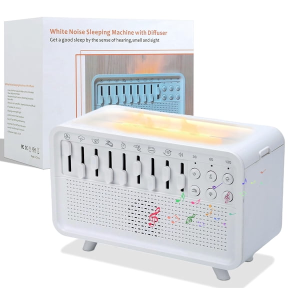 White Noise Night Light Humidifier, 3-in-1 White Noise Sound Machine Humidifier with 8 Ambient Sounds, Diffuser Sound Box Powered by USB, Sleep Sound Machine for Home Office, Timer