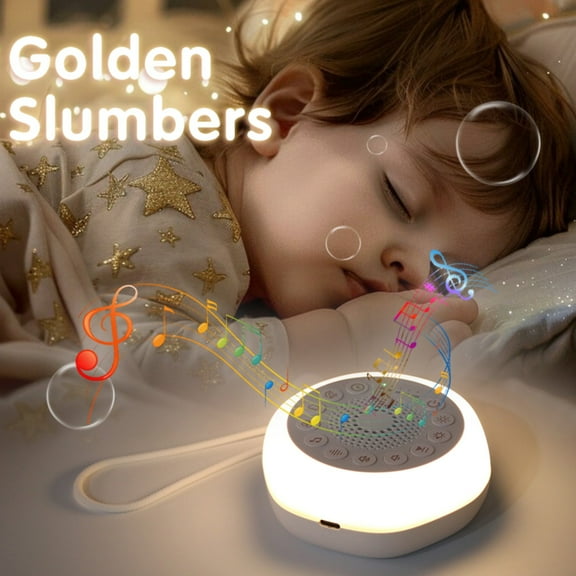 White Noise Sleep Device with Warm Light Nightlight, Baby Sleep Soother with Natural Sounds, Portable Sleep Aid Machine for Nursery, 1200mAh Rechargeable