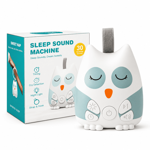 Sound Machine for Baby, 30 Soothing Sounds & Smart Cry Detection, Portable White Noise Machine with Night Lights, Newborn Baby Boy Gifts